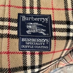 Vintage Burberry London Wool Duffle Coat with Hood Novacheck Lining